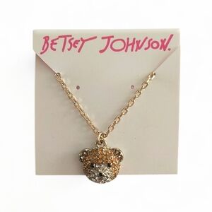 Betsey Johnson Pave Crystal Teddy Bear Pendant Necklace